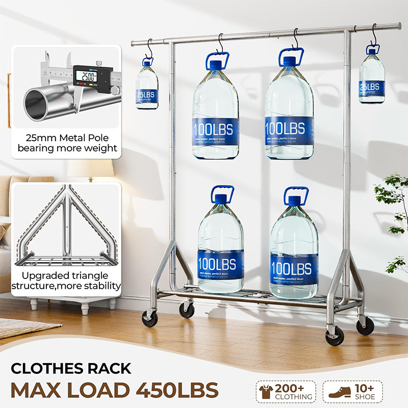 Cross-border Clothes Hanger Clothing Store Display Simple Hanger Floor-type Movable Folding Clothes Rack Clothes Rod