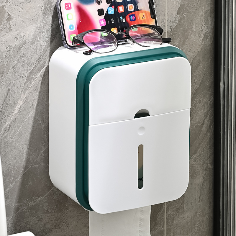 Toilet tissue box toilet paper box toilet tissue box waterproof wall-mounted punch-free toilet paper rack roll paper