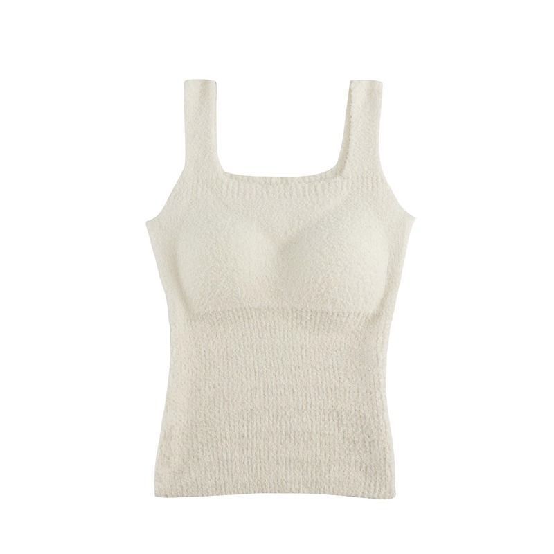 Autumn and winter live broadcast thermal vest cashmere plus velvet with chest pad bra outer wear bottoming top women's soft underwear