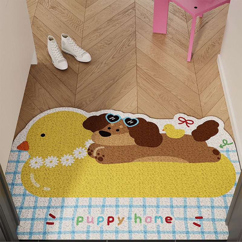 Korean-Style Ins Cute Puppy Entrance Floor Mat Silk Loop Non-Slip Foot Mat Entrance Door Rug Customizable