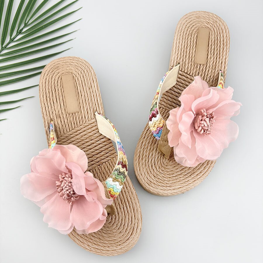 Flower Flip-Flops Women's Non-Slip Sandals Korean Style Simple Fashionable Shoes Bohemian Summer New Outwear Eva Shoes