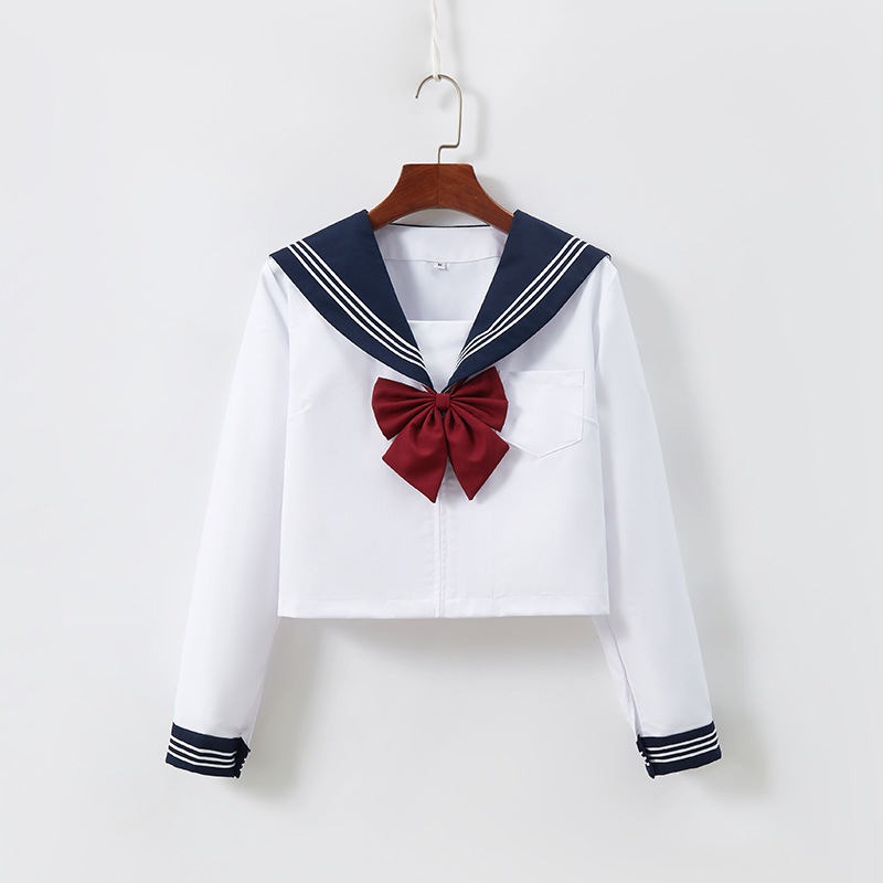 Factory supply blue collar white three jk uniform skirt suit long sleeve Japanese orthodox basic suit college style