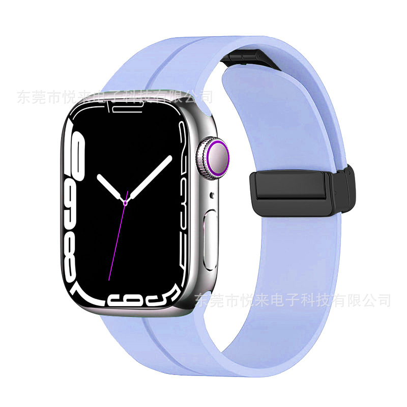 Folding Buckle Magnetic Silicone Watch Strap Apple Watch Strap Suitable for Iwatchs456789/10Ultra Watch Strap