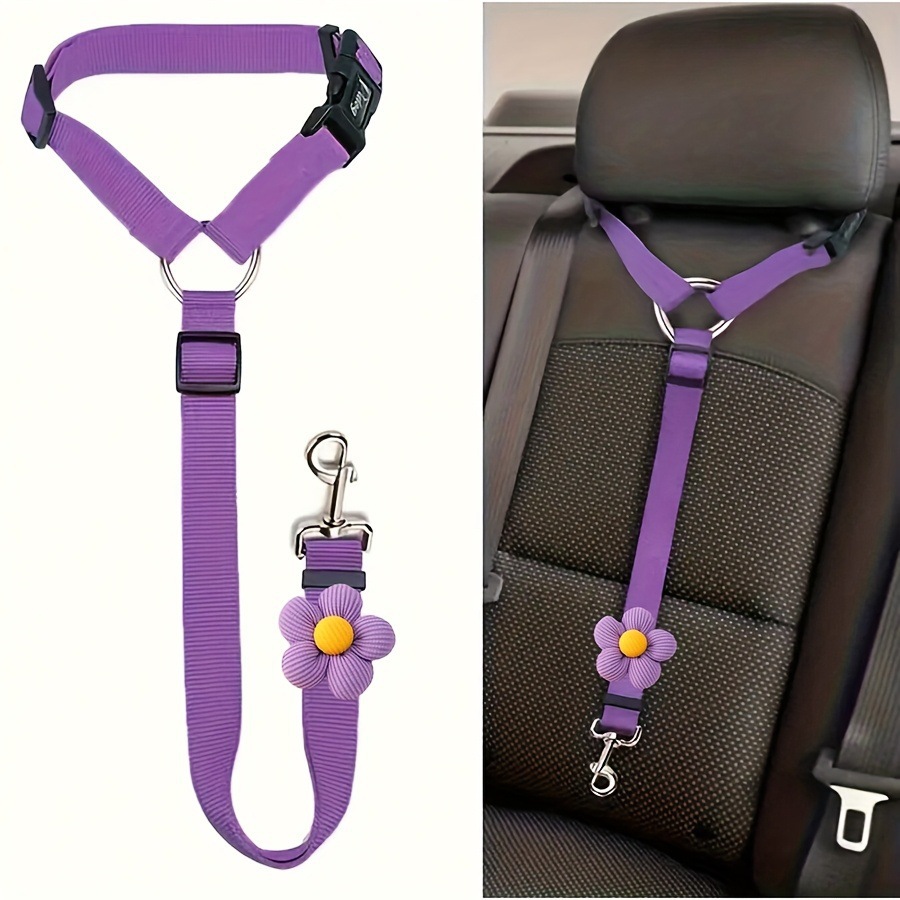 Pet Supplies Car Safety Leash Collar Dog Leash Cat Leash Car Headrest Retractable Flower Leash