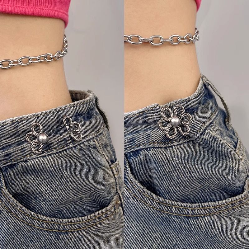 Flower Waist Buckle New Alloy Seam-free Clothes Decorative Removable Waist Large Change Small Adjustable Buckle Tightening Artifact