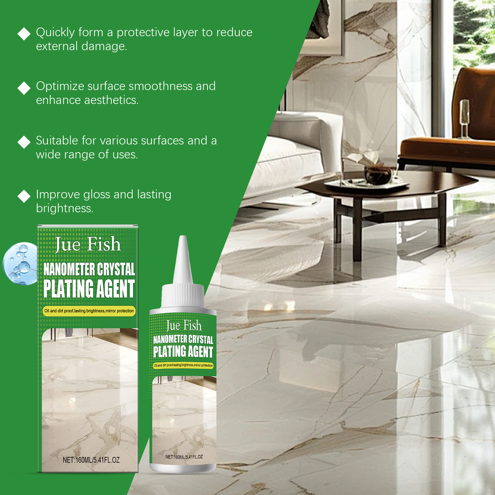 Jue Fish Nano Crystal Coating Agent Marble Polishing Crystal Liquid Tile Scratch Brightening Restoration Crystal Coating Agent