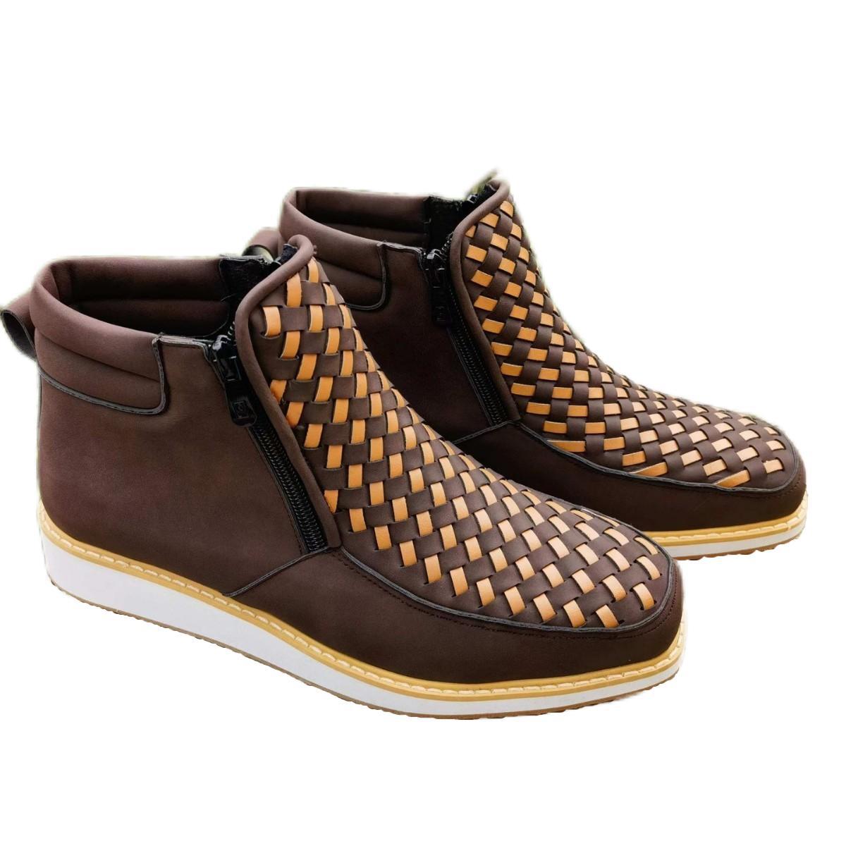2024 Amazon Independent Station Cross-border Foreign Trade New Side Zipper European and American Retro Hand-woven Western Cowboy Boots