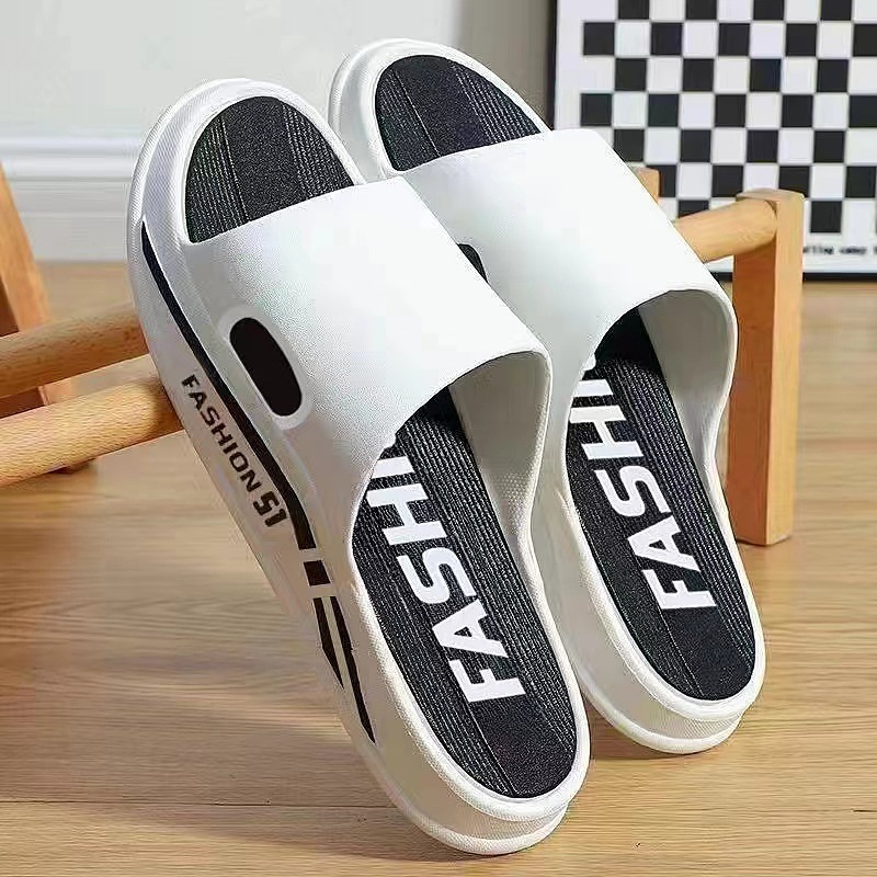 Summer Thick-soled Flat-soled All-match Slippers Women's Fashionable Home Black Women's Slip-on Feeling Household Soft-soled Women's Sandals