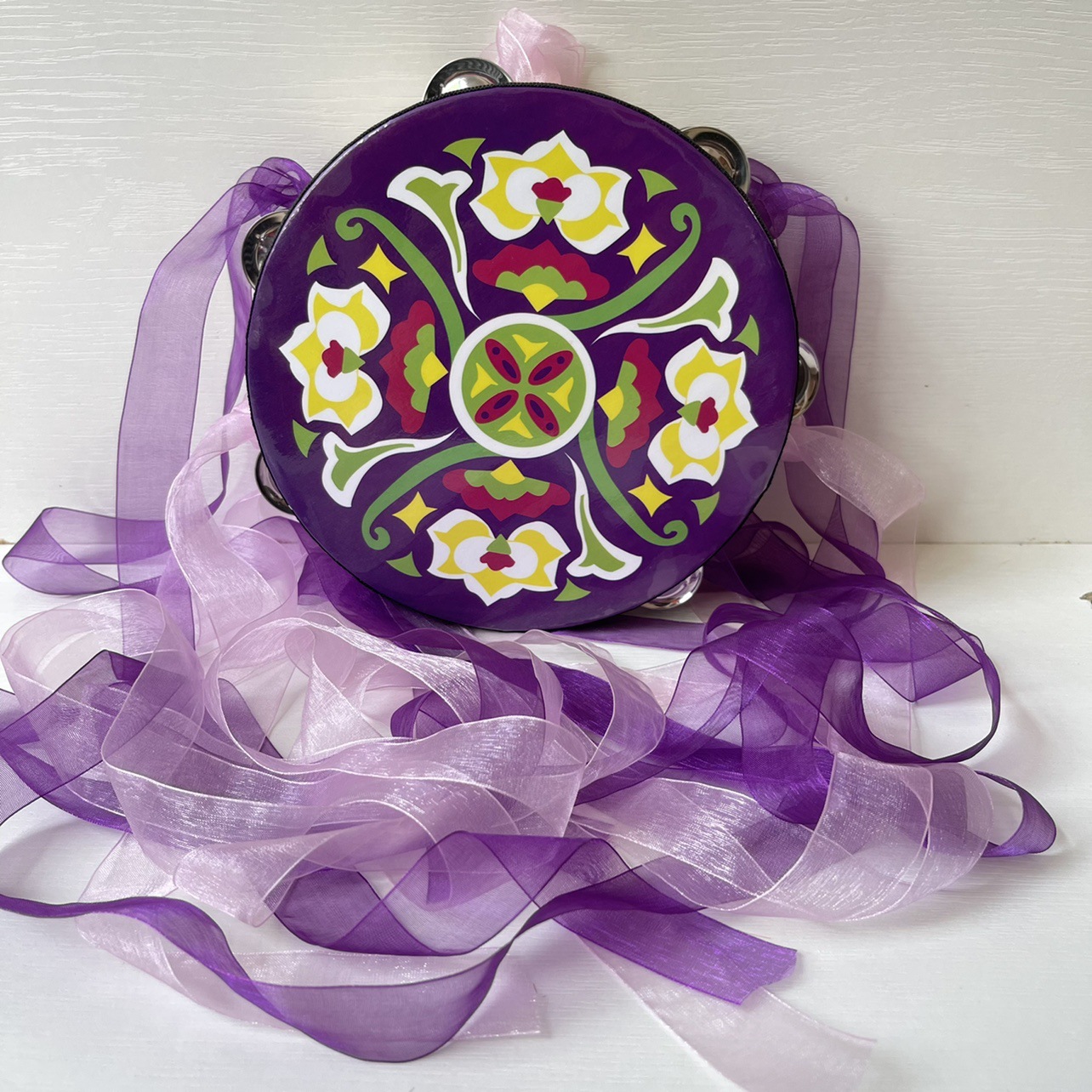 Dunhuang Feitian Tambourine Xinjiang Uyghur Tambourine Han Dynasty Handheld Photo Ribbon Drum Dance Instrument Tang Drum