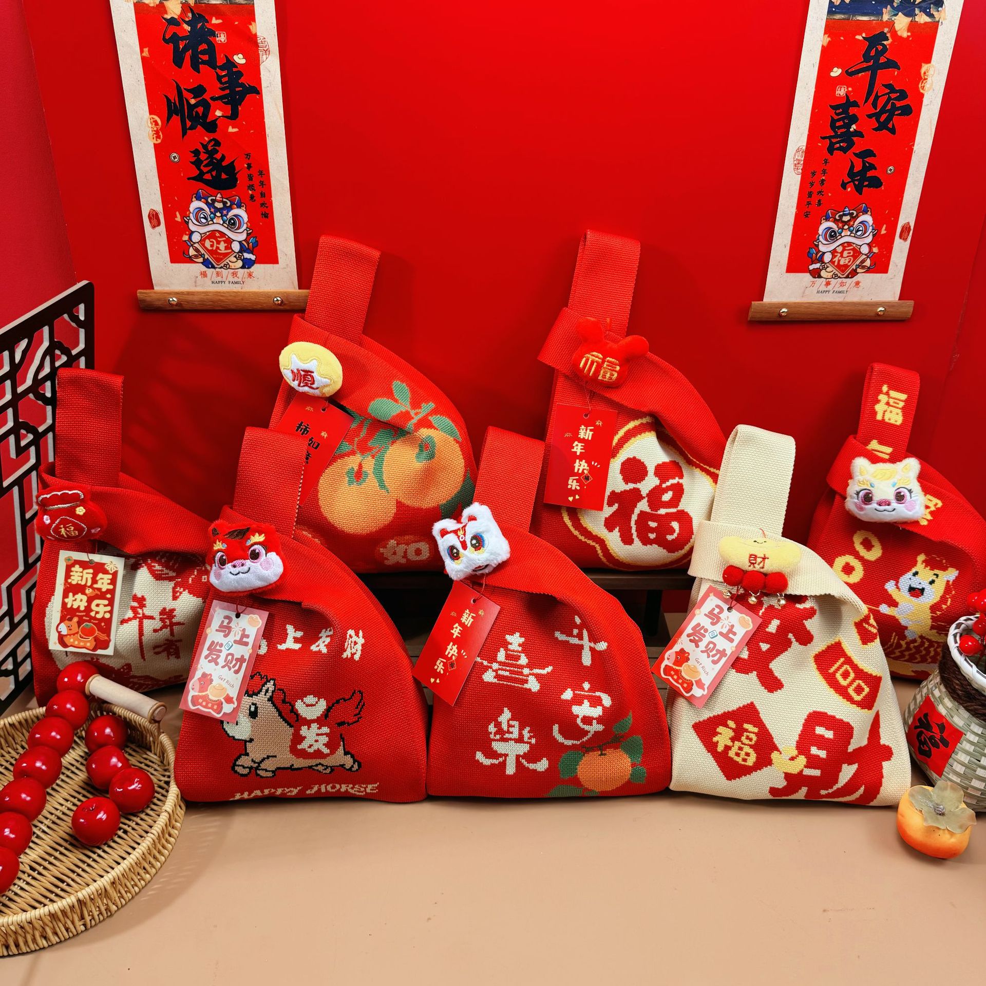 Новый новогодний подарок удачи, подарочная сумка, большая вместительная сумка-жилет, модная вязаная сумка, универсальная