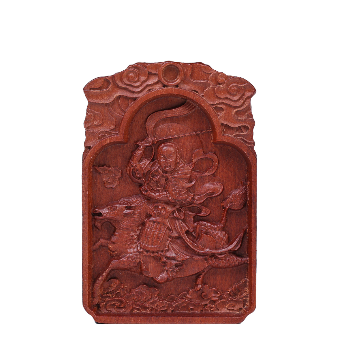 Ethnic Style Natural Lightning-Struck Jujube Wood Mountain Ghost Flower Bagua Nine-Day Thunder God Puhua Tianzun Peace and Safety Plaque