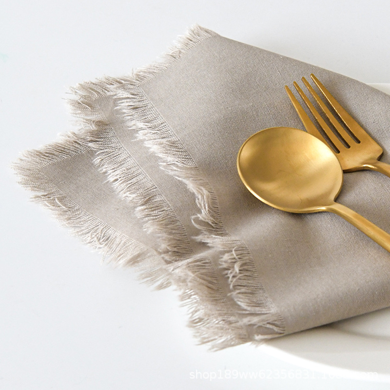 Простой лен с бахромой, салфетка из хлопка и льна в японском стиле, свадебная салфетка оптом