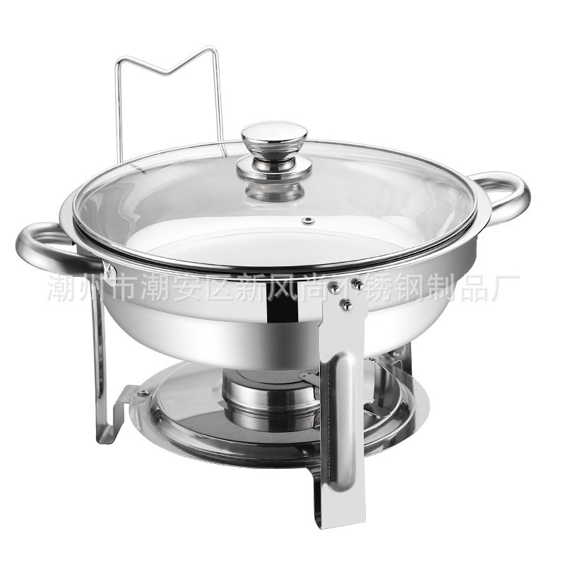 Cross-Border 5Qt Stainless Steel Round Buffet Stove Hotel Heating Container Insulation Stove Commercial Removable Alcohol Stove
