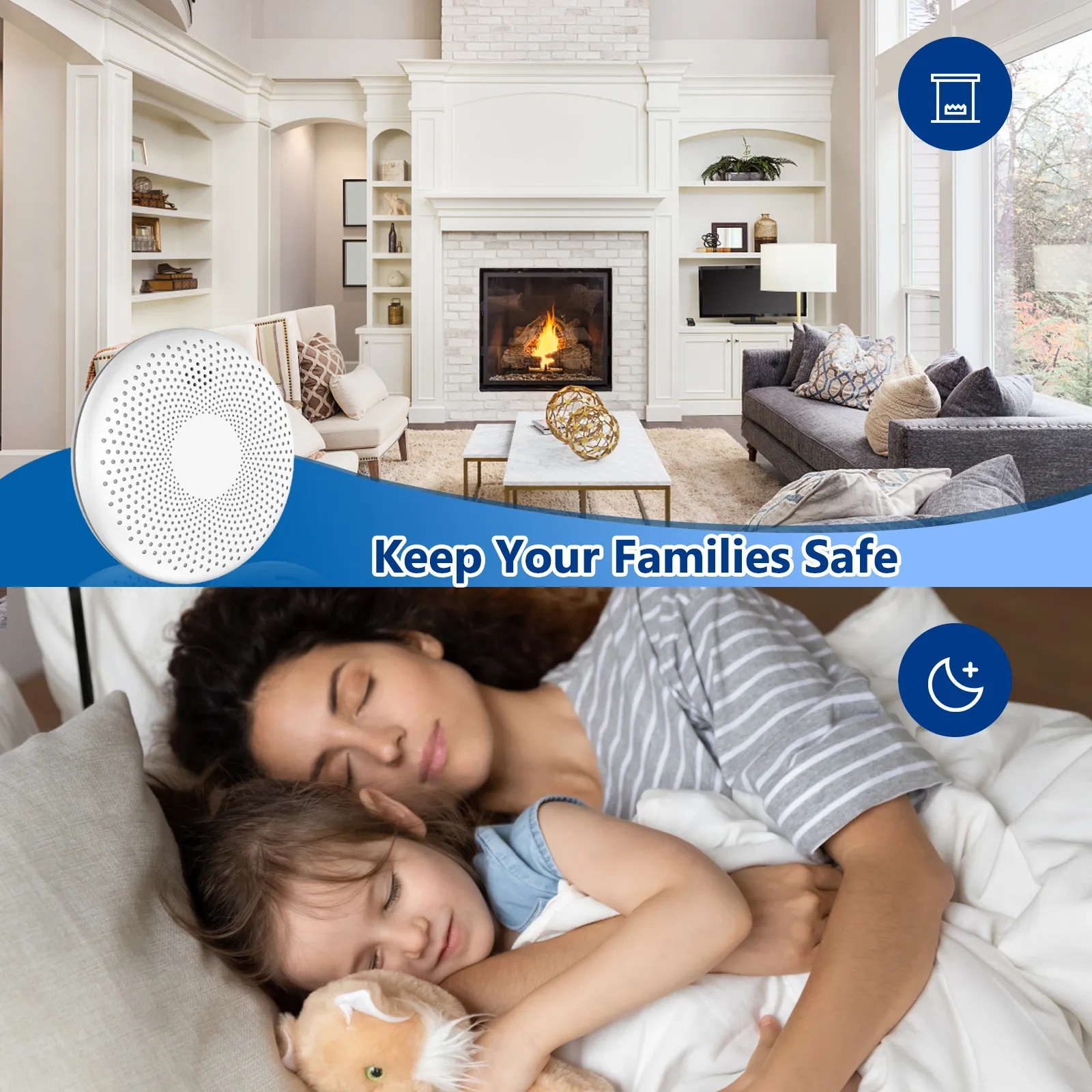 RF433 alarm smoke sensor remote control smart home security remote rfrf CO + smoke alarm