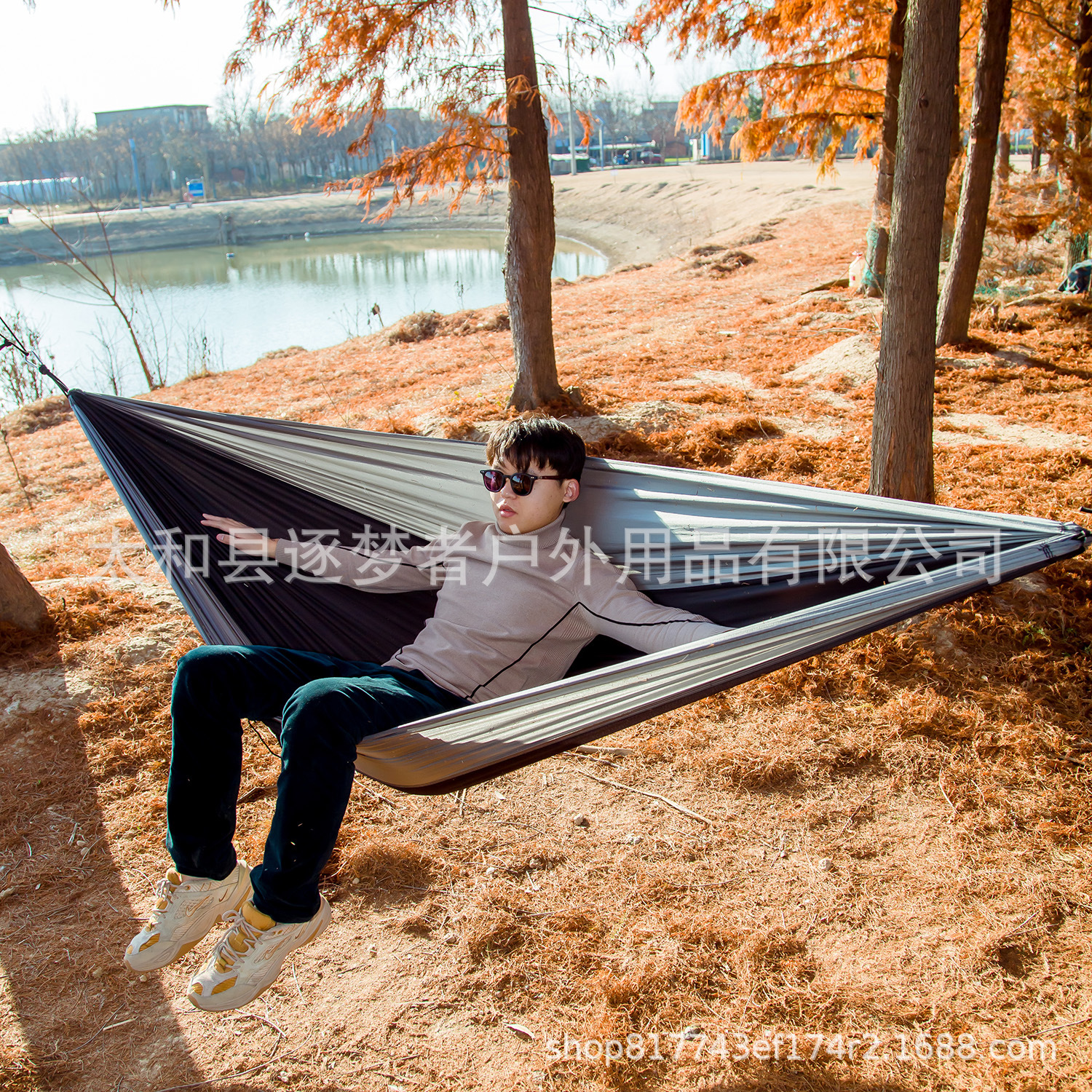 Outdoor hammock single double parachute cloth off bed Nylon spinning swing anti-rollover color matching foreign trade factory direct sales