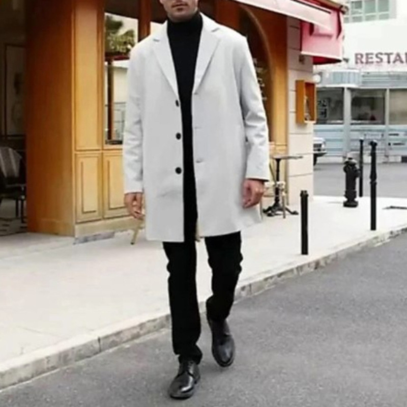 Кросс-бодерное новое независимое мужское шершащее пальто средней длины ветровка на пуговицах кардиган