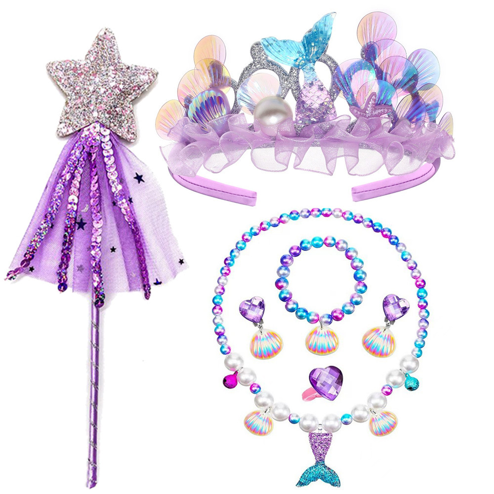 Европейская и американская детская корона с rhinestones для дня рождения с волшебной палочкой и ожерельем