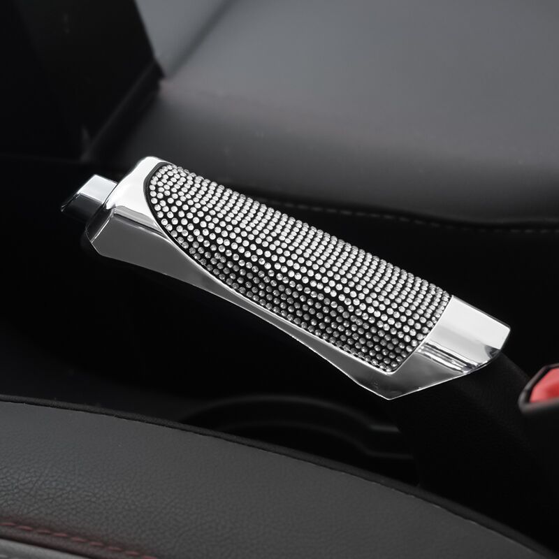 Cross-border explosion car diamond hand brake cover hand brake handle decorative cover personalized carbon fiber pattern hand brake cover bright black