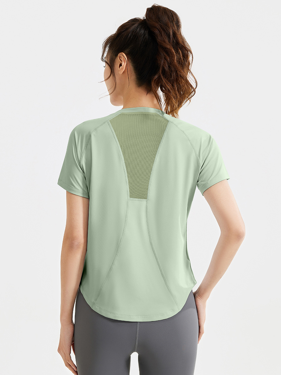 Juyitang's New Loose Mesh Yoga Short-Sleeved Breathable T-Shirt Sports Fitness Top Summer Women's Running