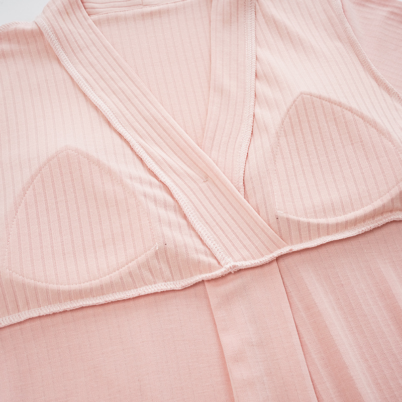 Modal Postpartum Clothing Pajamas Spring & Fall Long-Sleeved Simple Casual Loose Postpartum Breastfeeding Maternity Home Clothes with Chest Pads