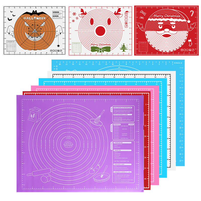 Cross-border hot sale thickened baking mat special silicone pad kneading mat extra large size 45*60 kneading mat with scale