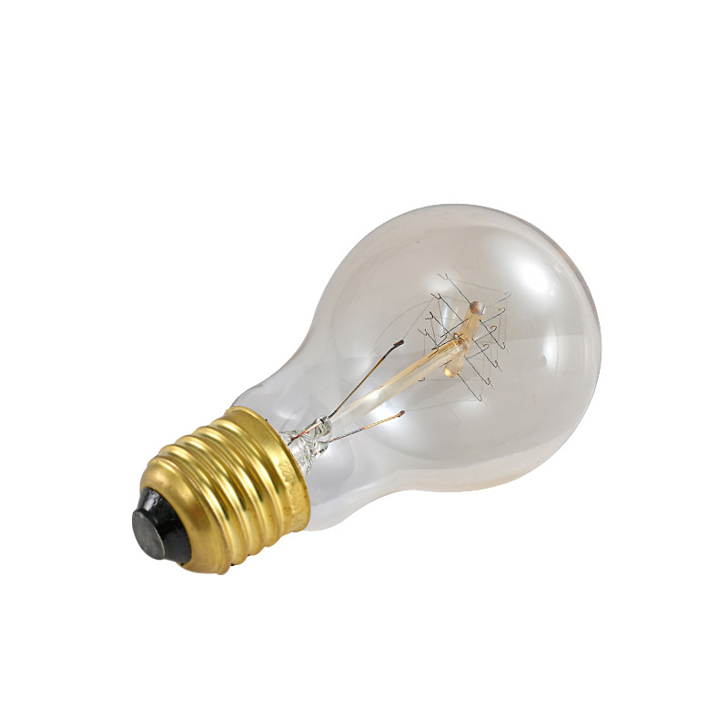 [A19 Sharp-Horizontal Winding] Edison Retro Dimming Light Bulb American Antique Industrial Style A19 Water Drop Light Bulb