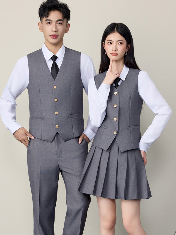 Gray Vest Dress Women's Formal Wear 2025 New Spring & Fall School Uniform Preppy Style Jk Uniform Men's and Women's Vest Suit