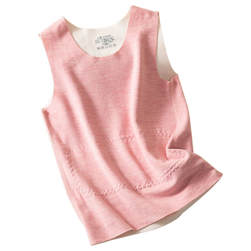 Autumn and Winter Children's Ab Patch Fleece-Lined Thickened Warm Short-Sleeved Vest, Belly Protection, Double-Sided Fleece Seamless Vest