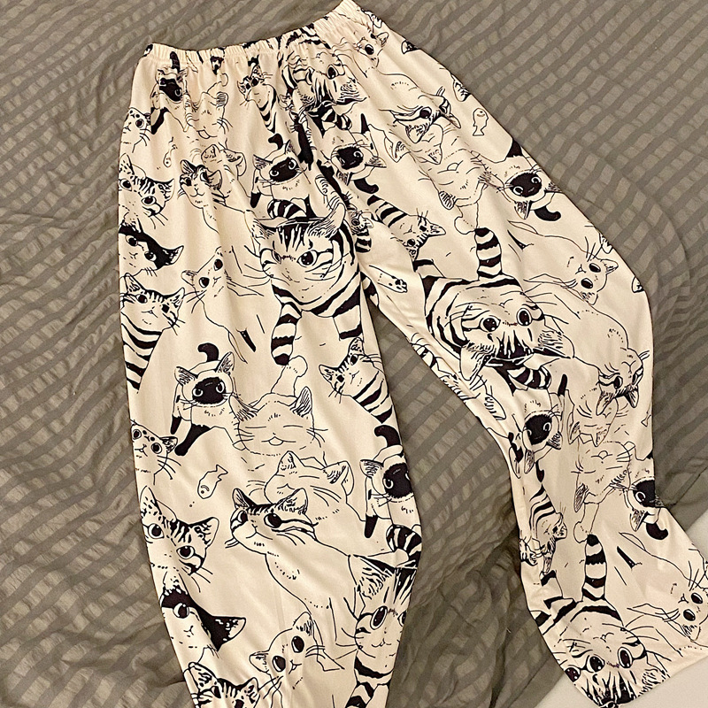Walking Pants Cartoon Pajama Pants Women's Summer and Autumn New Outer Wear Home Air Conditioning Pants Korean Loose Casual Pants for Children