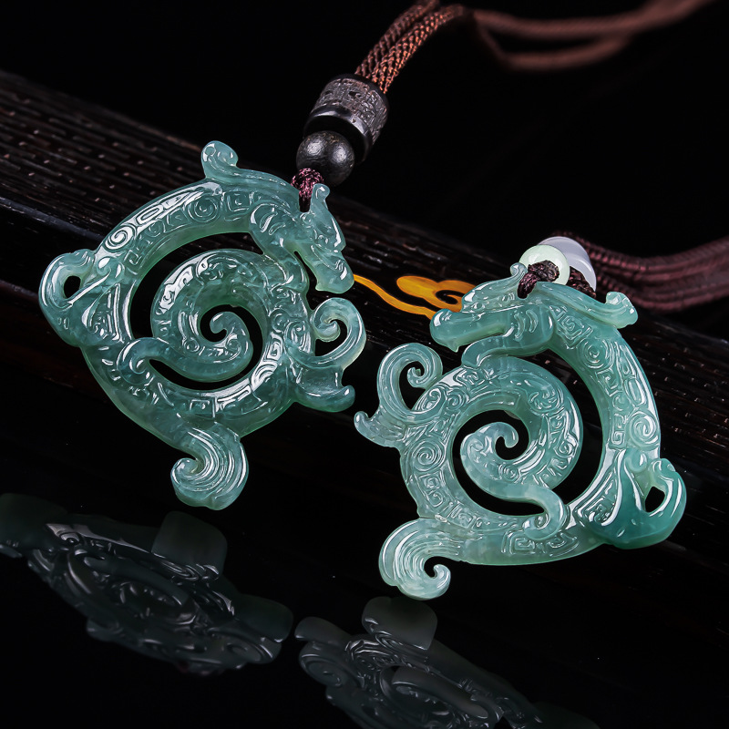Natural A-Grade Jade Cut Out Ruyi Dragon Brand Waxy Jade Pendant Men's Jade Pendant Women's Pendant Wholesale