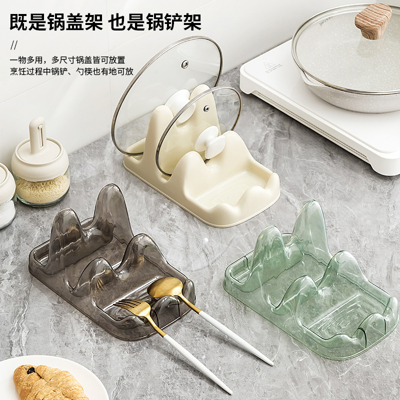 Kitchen Pot Lid Rack Countertop Storage No-Drill Sitting Rack Double-Layer Light Luxury Pot Lid Rack Brick Board Spatula Spoon Organizer