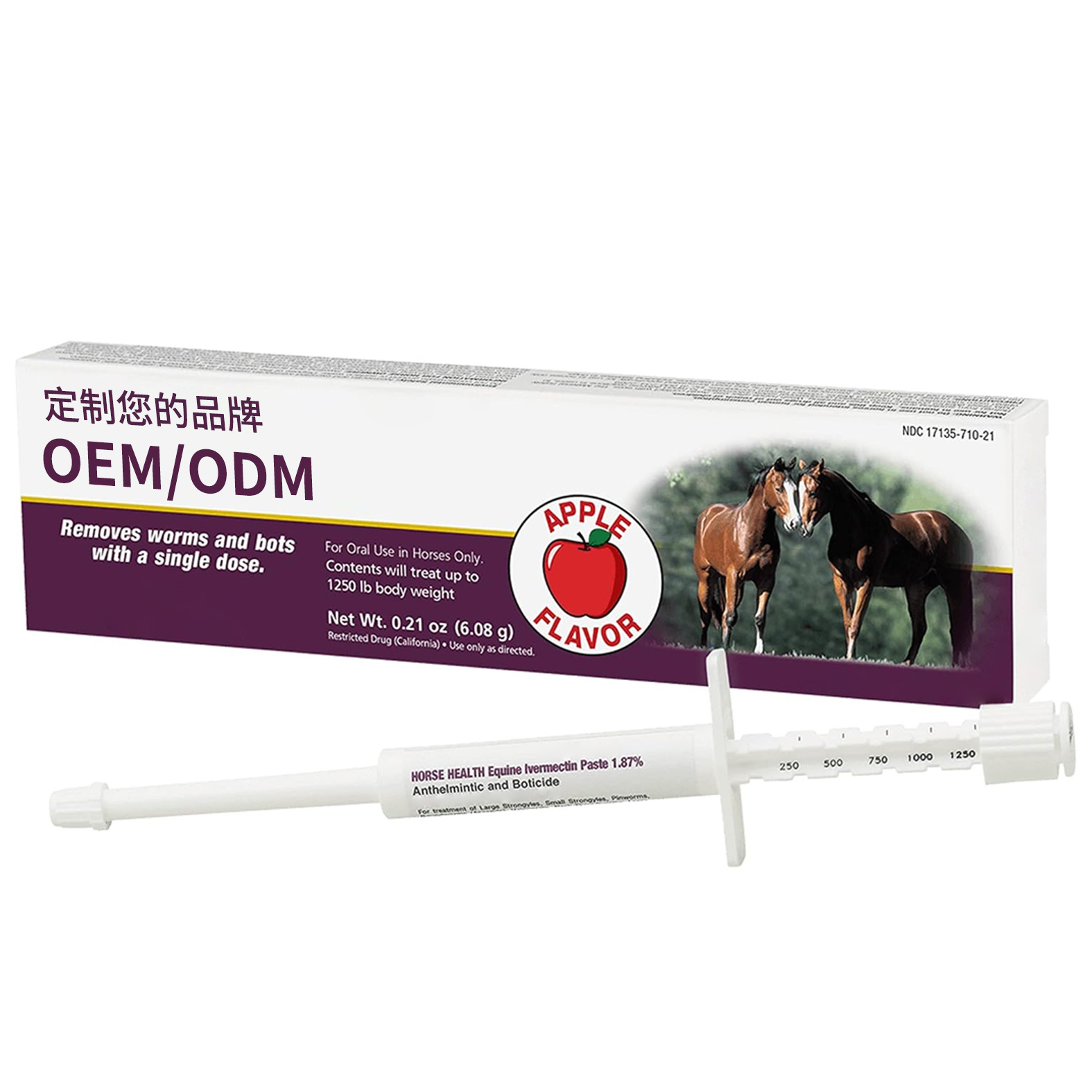 Customized Cross-Border 1.87% Moxidectin Paste for Horses, Apple-Flavored Gel Syringe Nutritional Paste Oem