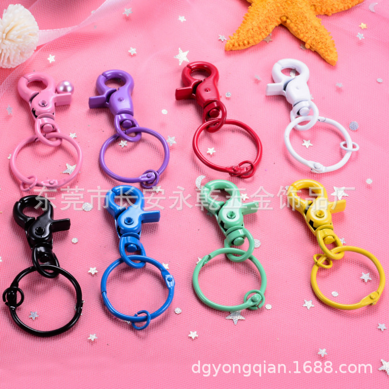 Metal keychain wholesale three-piece luggage toy doll keychain lobster clasp diy jewelry accessories in stock