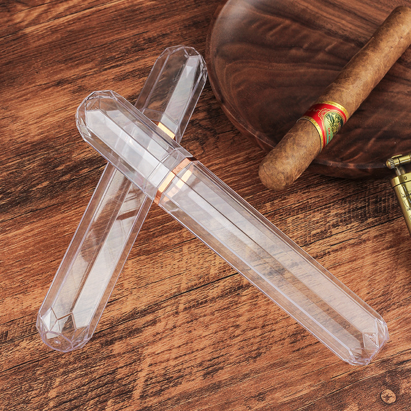 Acrylic Transparent Personalized Cigar Tube Portable Cigar Protective Cover Cigar Moisturizer Cigarette Accessories