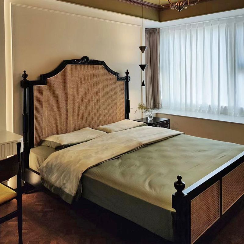 Hepburn Bed French Retro Rattan Bed B&B Hotel Solid Wood 1.8 Double Bed Modern Rattan Master Bed 1.5