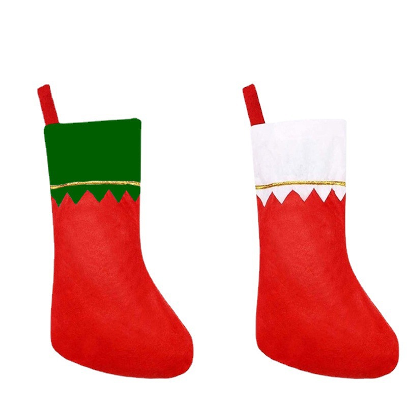 Christmas Stocking Decorations Cross-Border Wholesale Christmas Socks Candy Gift Bags Christmas Hanging Ornaments Non-Woven Fabric White Mouth