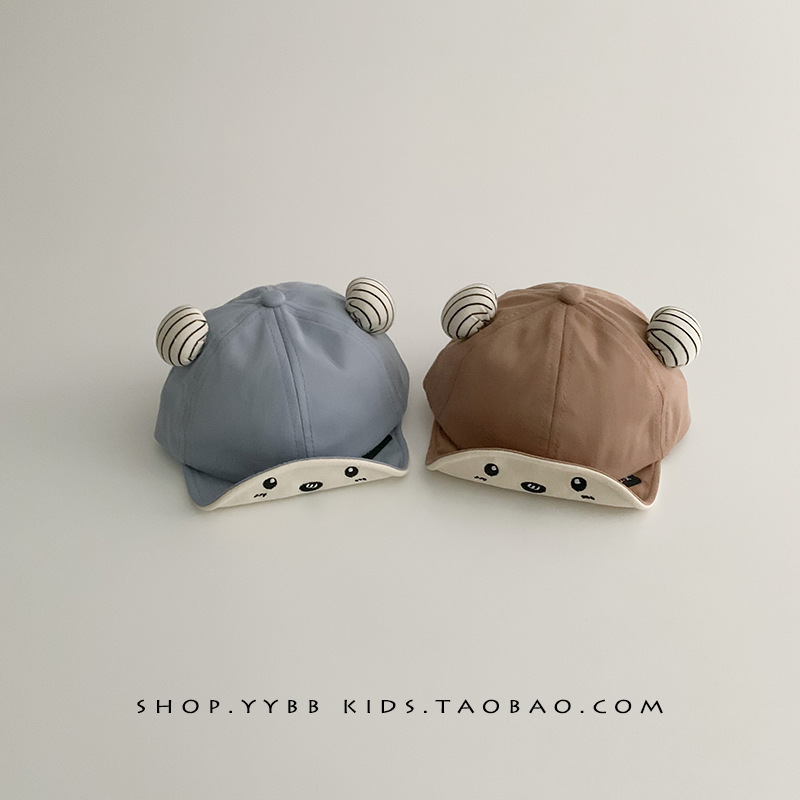 Baby hat super cute cute bear cap spring and autumn thin boys and girls baby baseball cap sunscreen spring tide