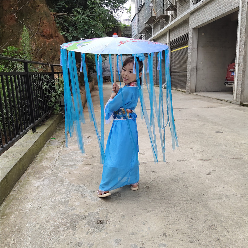 Chinese Style Silk Umbrella Antique Hanfu Photography Tassel Umbrella Ancient Coat Umbrella Cyber Celebrity Prop Umbrella Classical Dance Oil Paper Umbrella