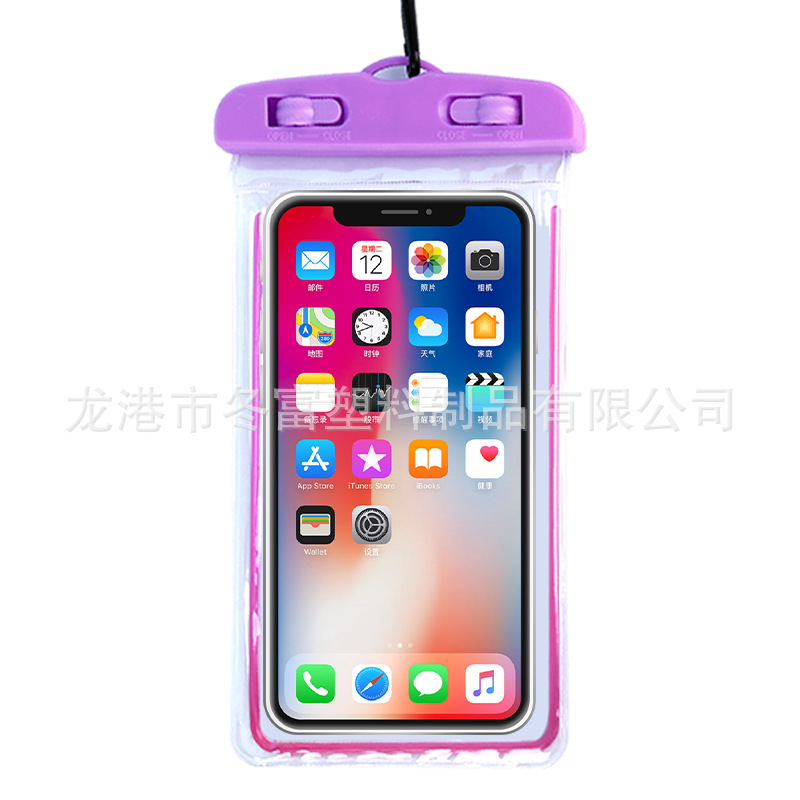 Underwater photo PVC luminous mobile phone waterproof bag hot spring swimming mobile phone universal touch screen snorkeling waterproof case protection