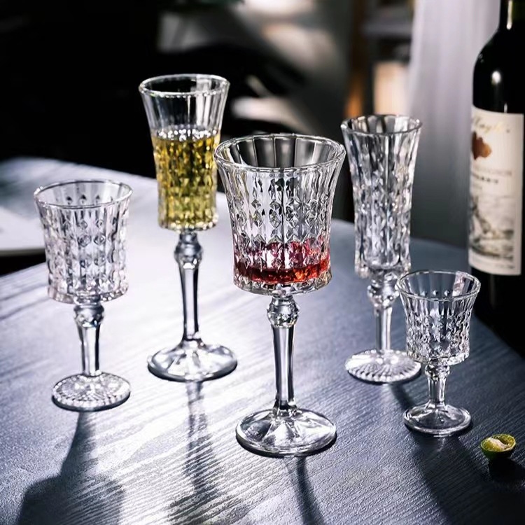 Light luxury diamond red wine glass household glass glass champagne glass goblet foreign wine set suit wholesale