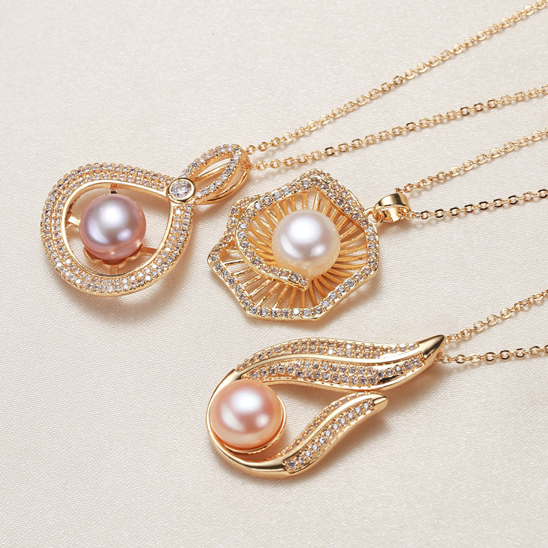 Оптовая этническая бижутерия для интернет-знаменитостей, золотое ожерелье с подвеской из пресноводного жемчуга Zhuji