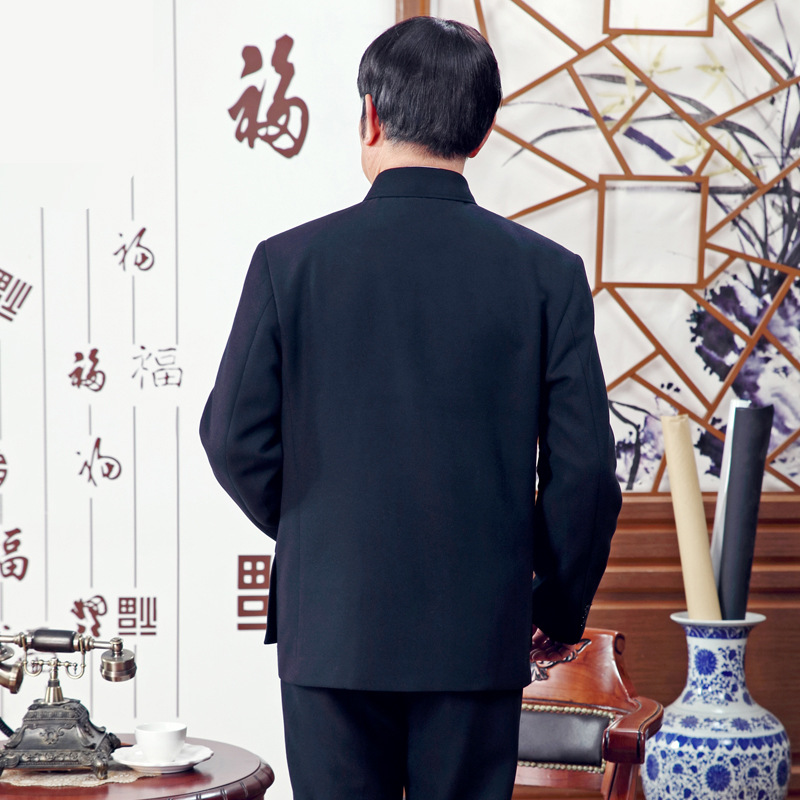 Woolen Chinese-Style Men's Suit Chinese-Style Clothing for Middle-Aged and Elderly, Spring and Autumn Loose Suit