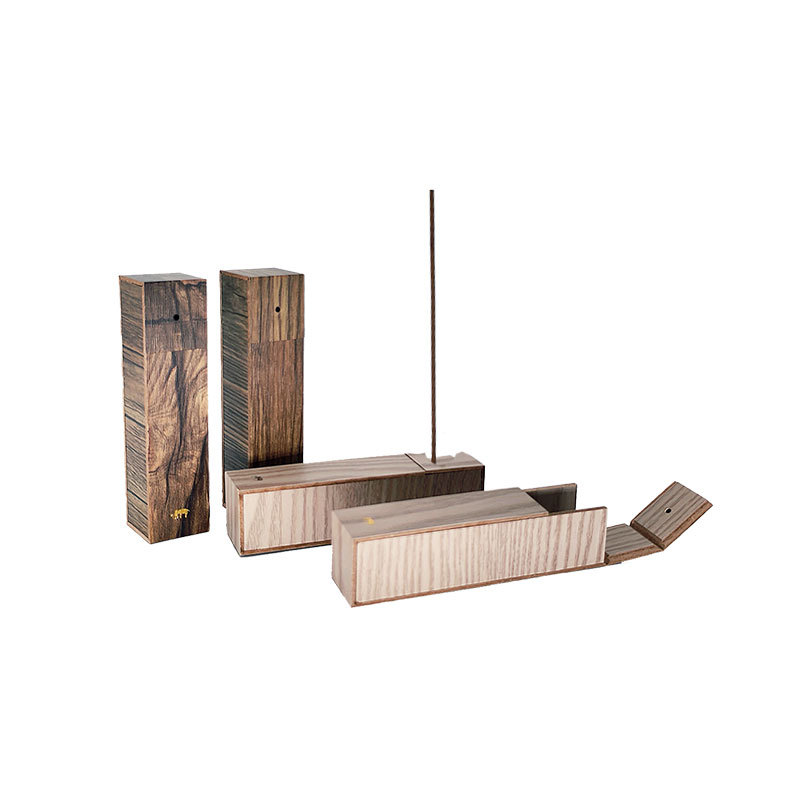 Portable Incense Box Comes with Built-In Incense Stick, Punchable Design, Customized Logo Hard Box, Travel Size Wooden Incense Box