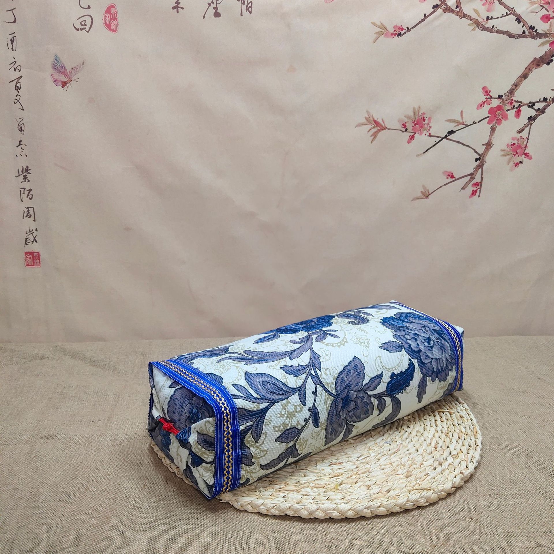 Red button court cotton coarse cloth pillowcase pillowcase with prickly ash seed buckwheat cassia seed wormwood flowers pillow core cover neck pillow