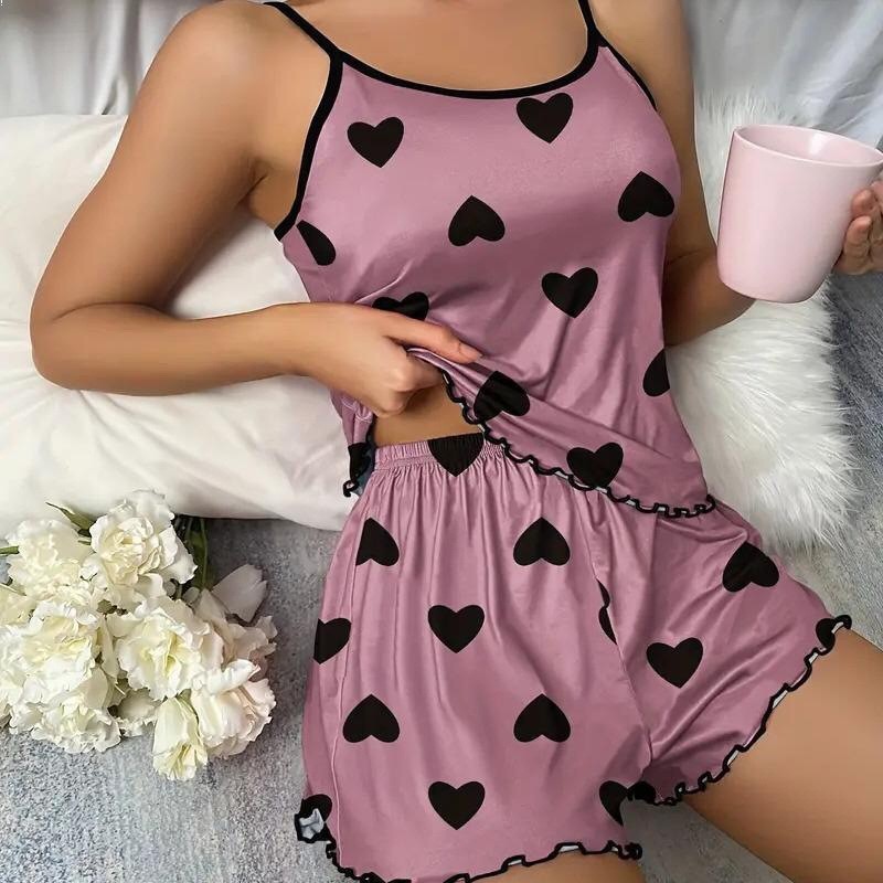 European and American Butterfly Print Pajamas Camisole Elastic Waistband Shorts Women's and Home Suits Spring New Style