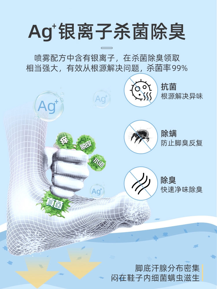 Shoe Deodorant Spray Sterilization for Shoes and Socks, Shoe Cabinet, Sneakers Odor Removal, Sweat Foot Odor, Shoe Deodorization, Antibacterial, Odor Removal, Light Luxury