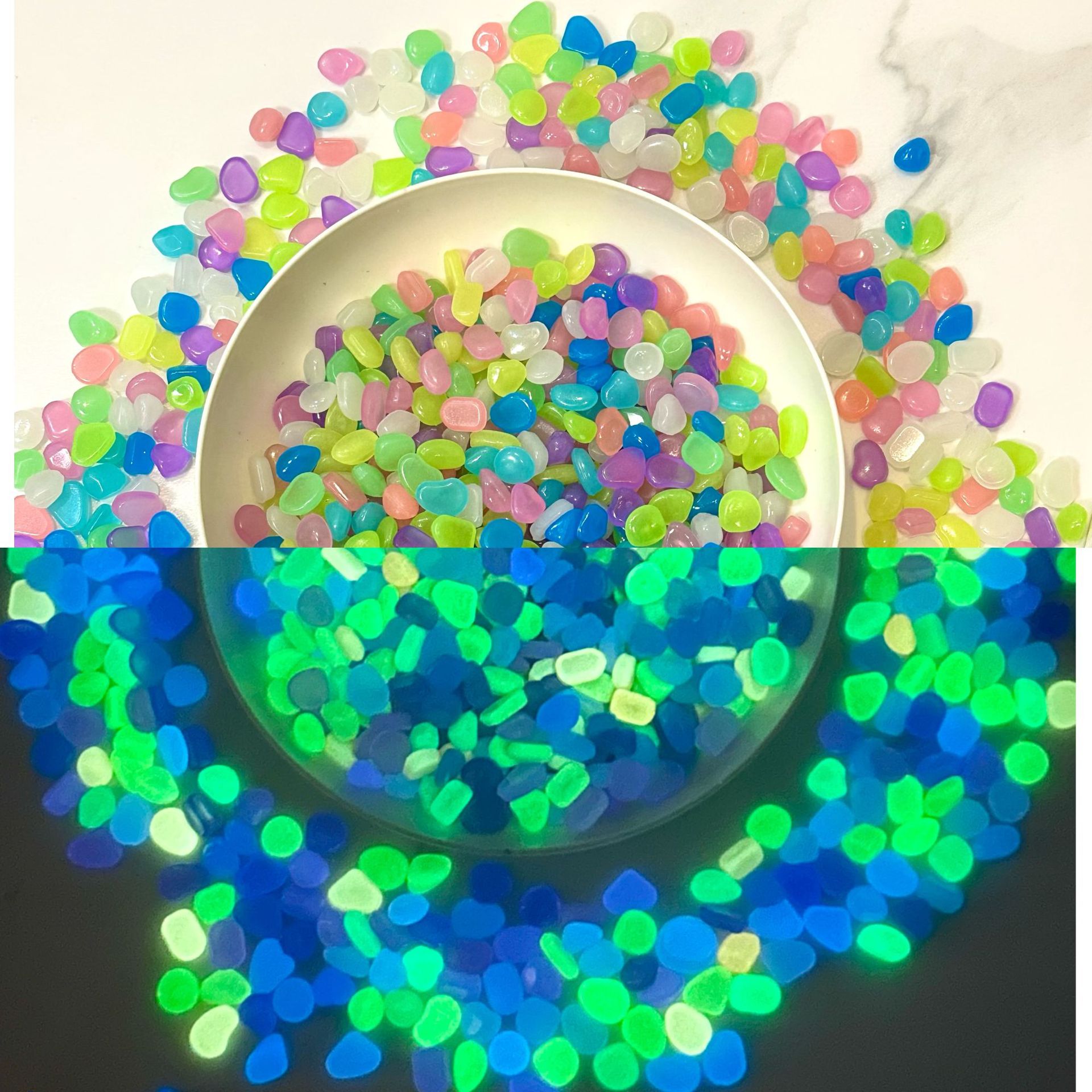 5-8mm Small Luminous Stones, Artificial Fluorite, Aquarium Gardening, Fish Tank Landscaping, Colorful Stones, Cross-Border Glowing Pebbles