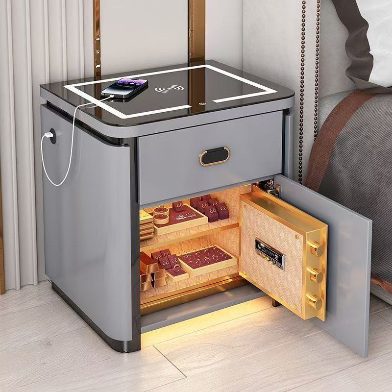 Умная прикроватная тумбочка с интегрированной безопасной скрытой системой хранения для спальни