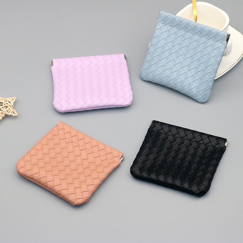 Factory wholesale automatic closing shrapnel bag coin purse Bluetooth headset data cable storage bag cosmetic bag mouth red envelope