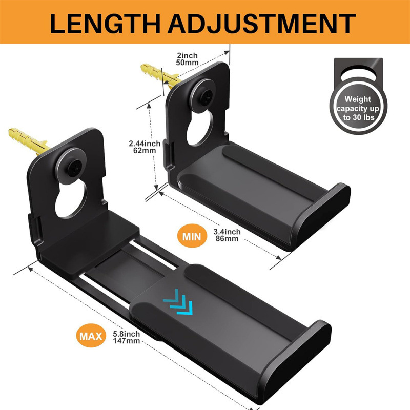 Amazon's Best-Selling L-Shaped Wall-Mounted Soundbar Bracket Is Compatible with a Variety of Soundbar Speakers Telescopic Metal Racks
